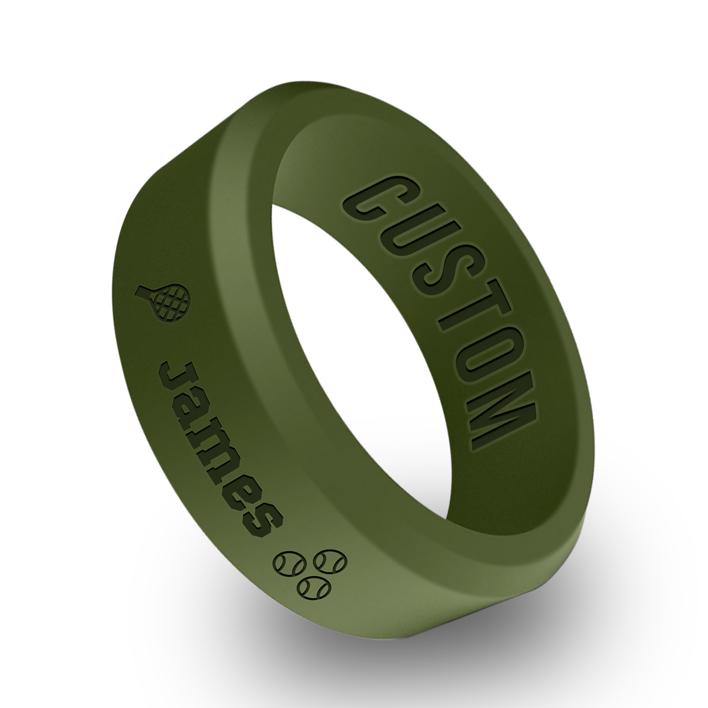 Tennis Personalized Silicone Beveled Ring
