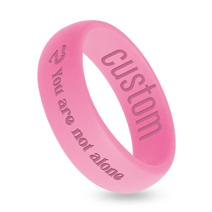 "You Are Not Alone" Cancer 2 Neon Personalized Silicone Beveled Ring