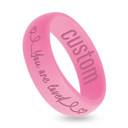 "You are Loved" Cancer 1 Neon Personalized Silicone Beveled Ring